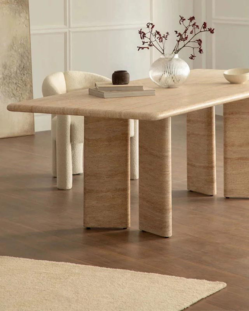 Natural Beige Travertine Rectange Dining Table 2