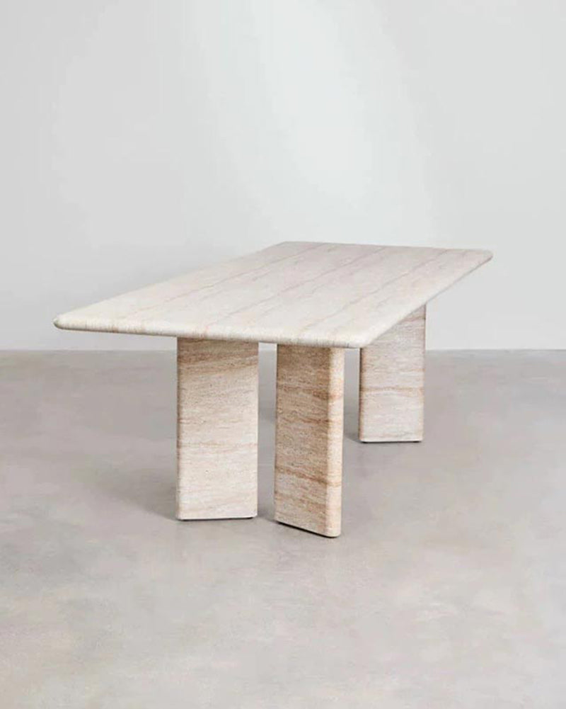 Natural Beige Travertine Rectange Dining Table 3