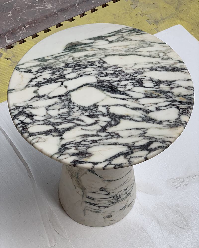 Calacatta Viola Marble Matte Tapered Base Side Table 2
