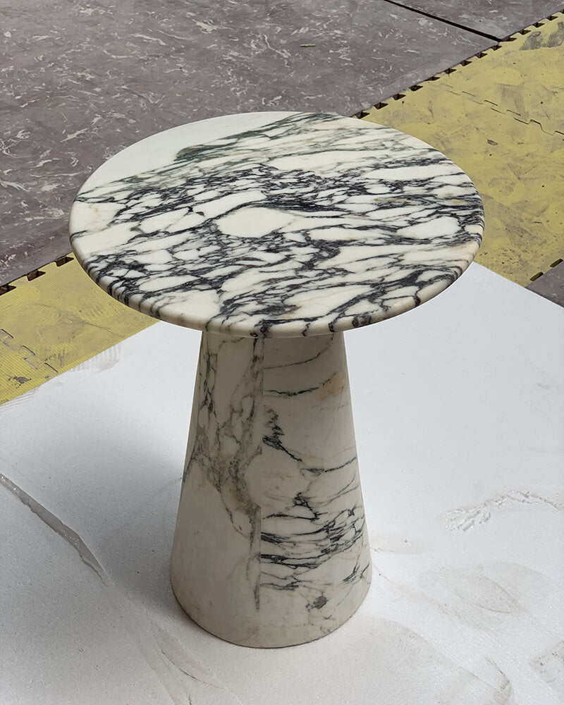 Calacatta Viola Marble Matte Tapered Base Side Table 4