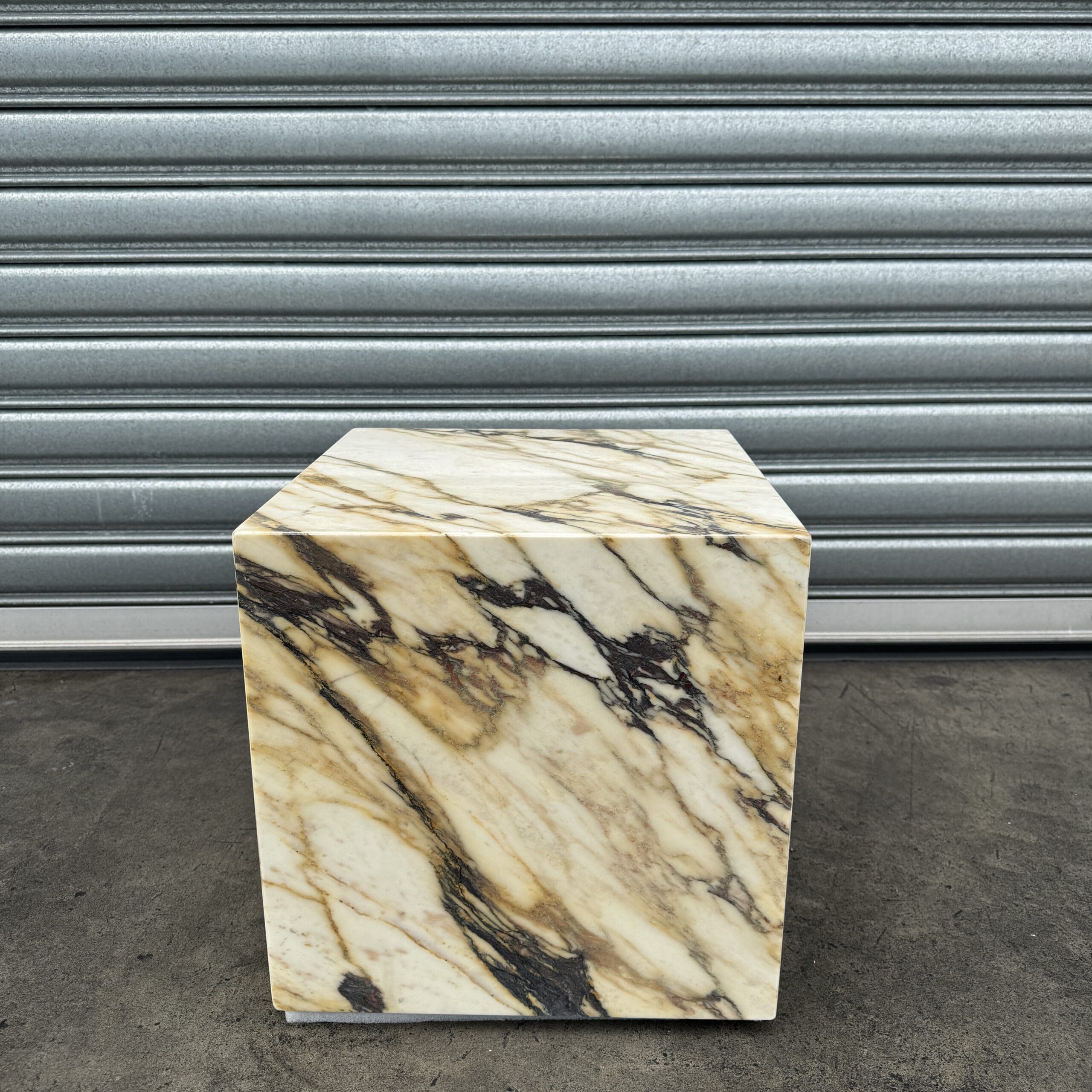 Cube Side Table Italian Viola Calacatta Marble 2