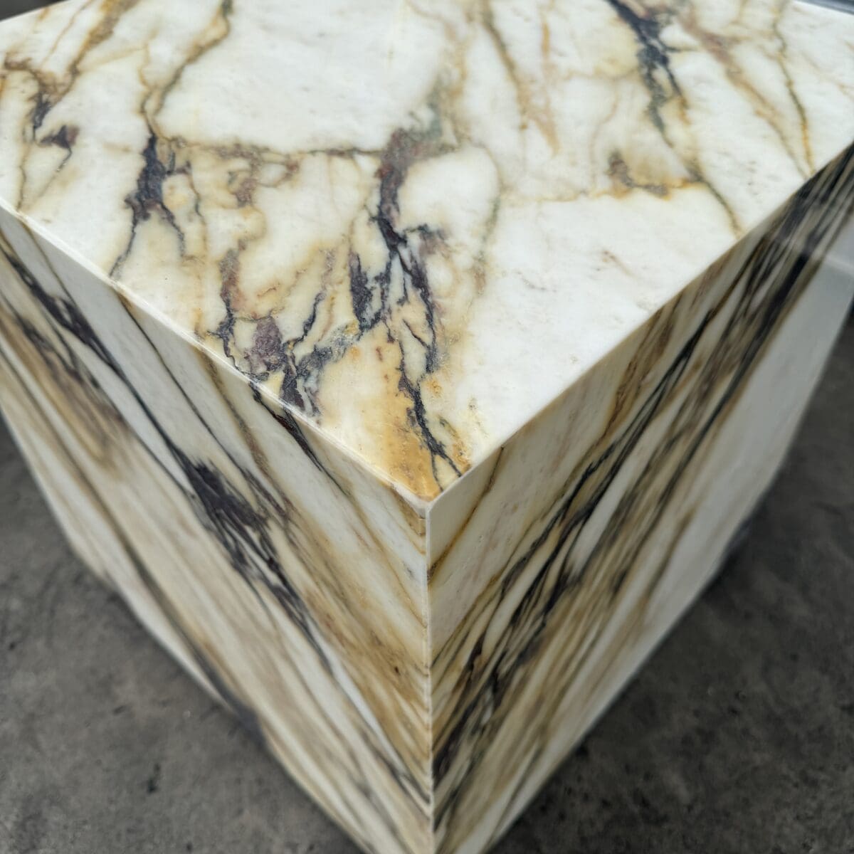 Cube Side Table Italian Viola Calacatta Marble 4