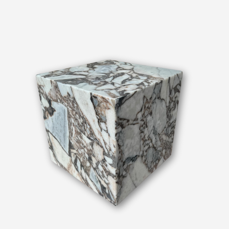 Cube Side Table Milky Bleu Marble 2