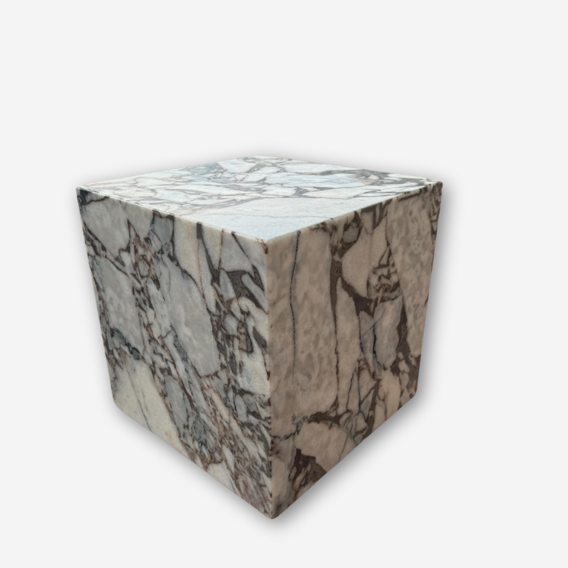 Cube Side Table Milky Bleu Marble 3