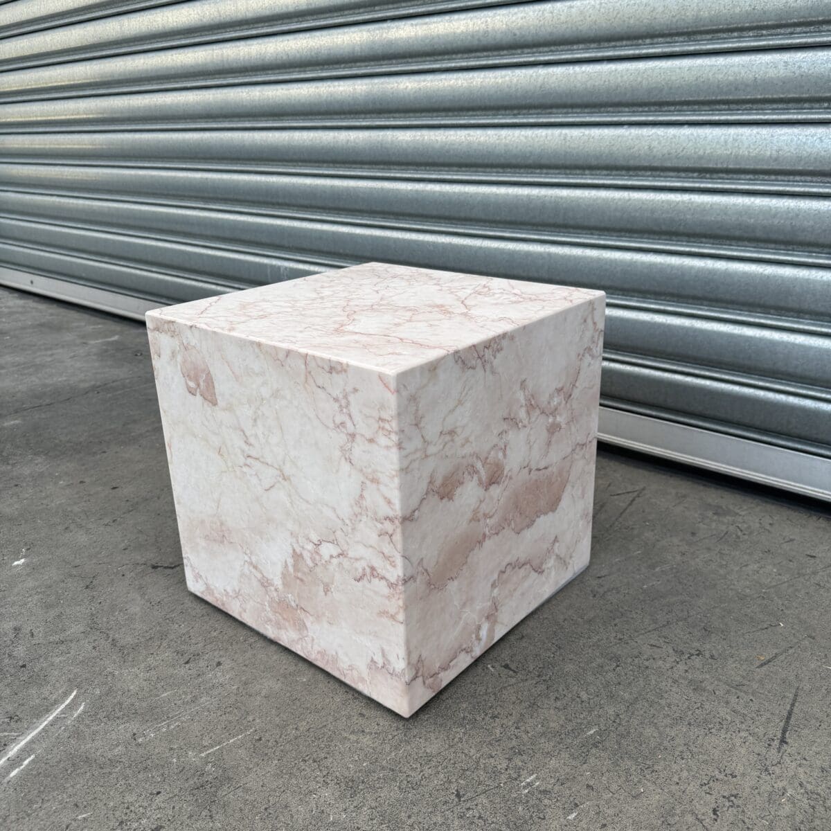 Cube Side Table Rose Cream Marble 2