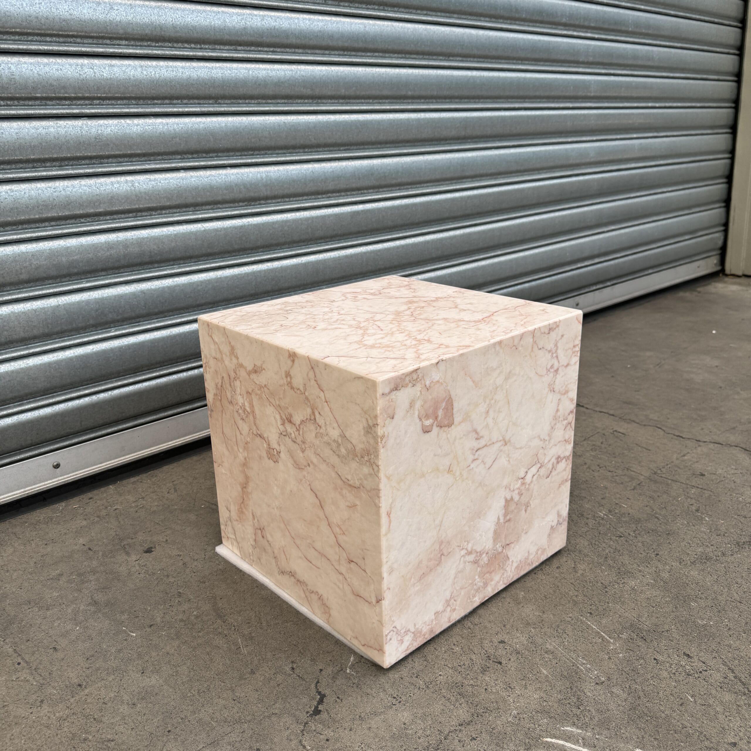 Cube Side Table Rose Cream Marble 3