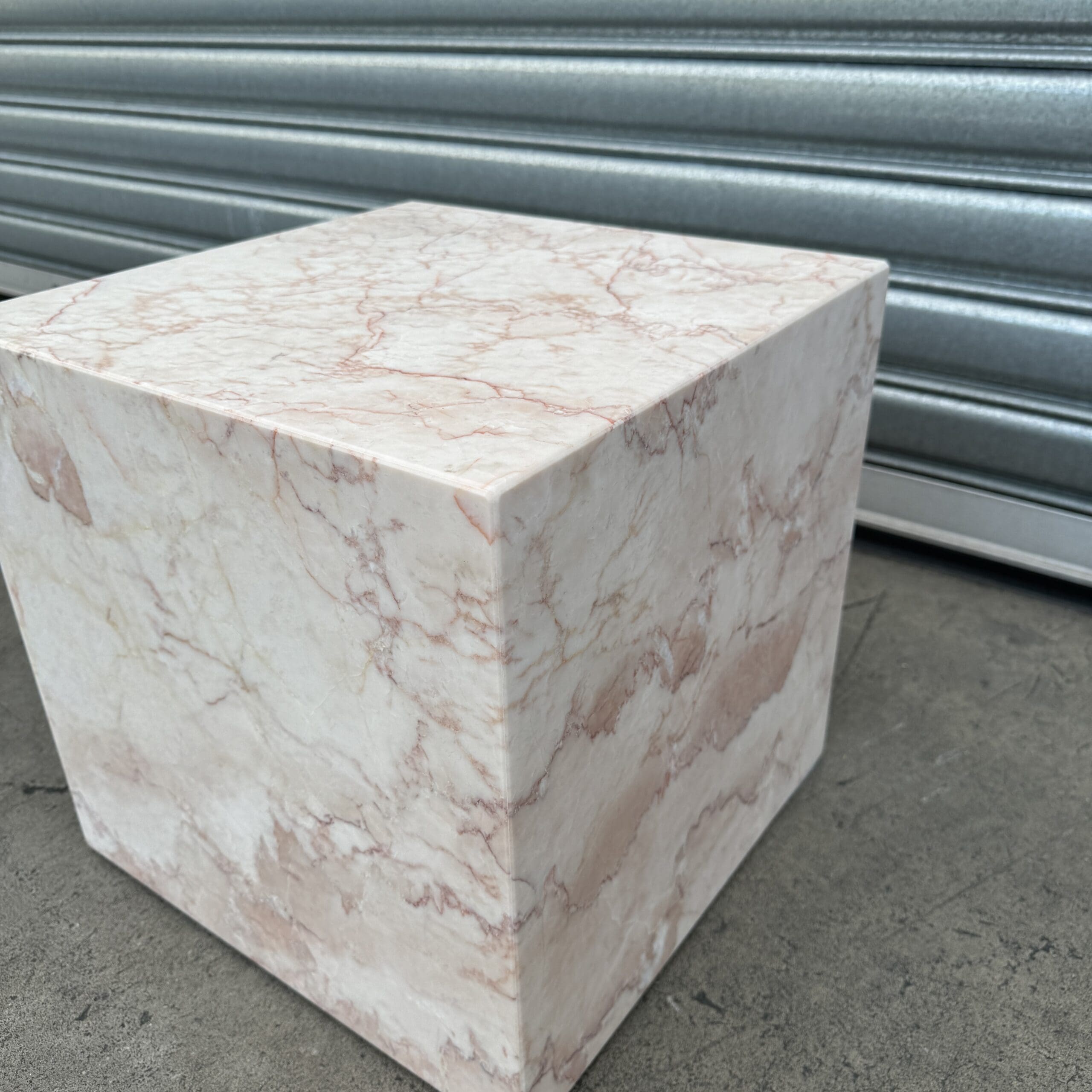 Cube Side Table Rose Cream Marble 5
