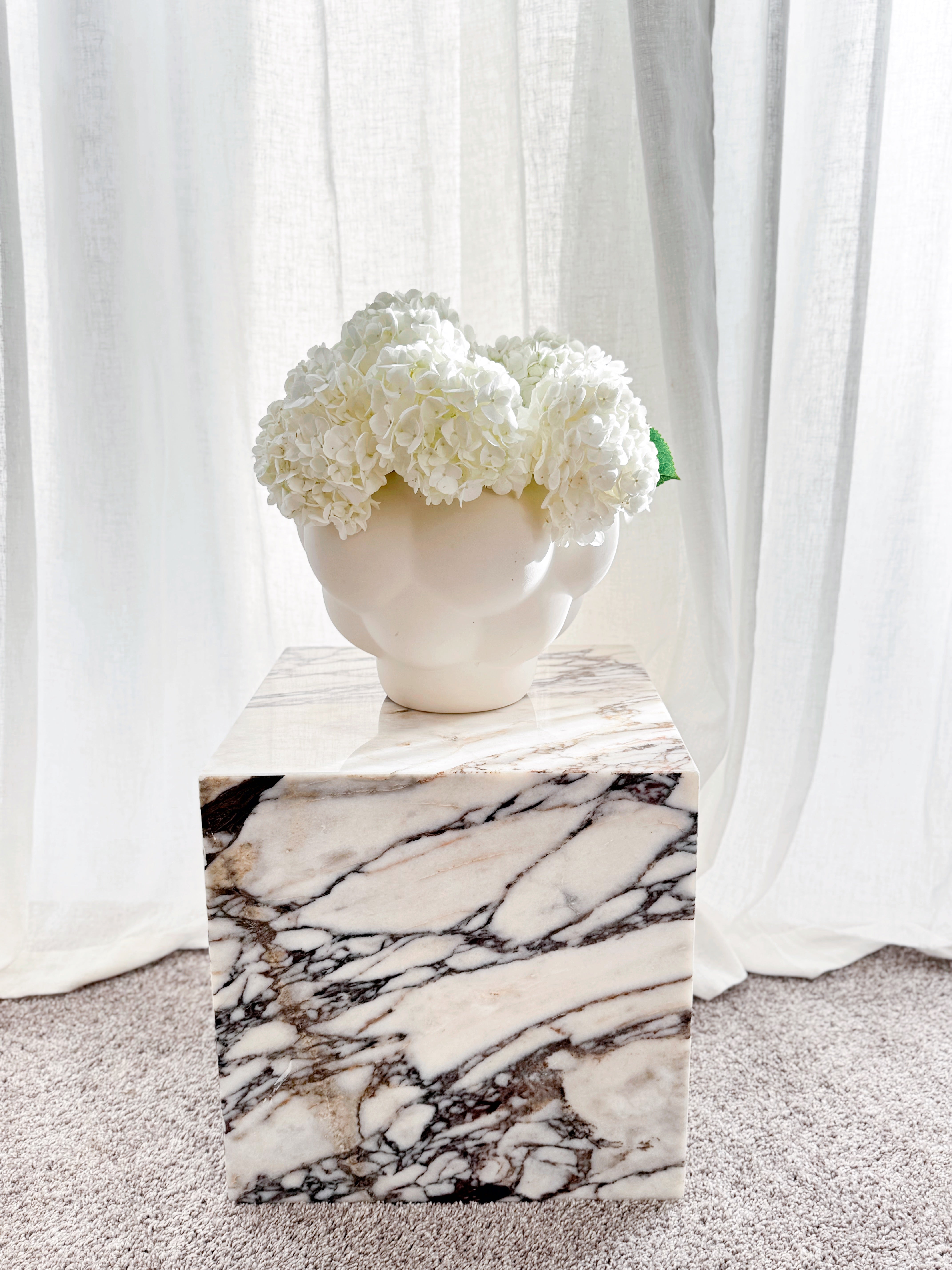 Cube Side Table Turkish Viola Calacatta Marble 2