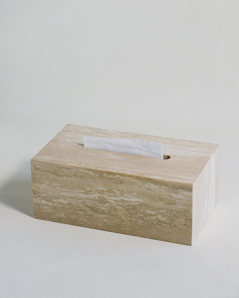 Natural White Travertine Tissue Box 3