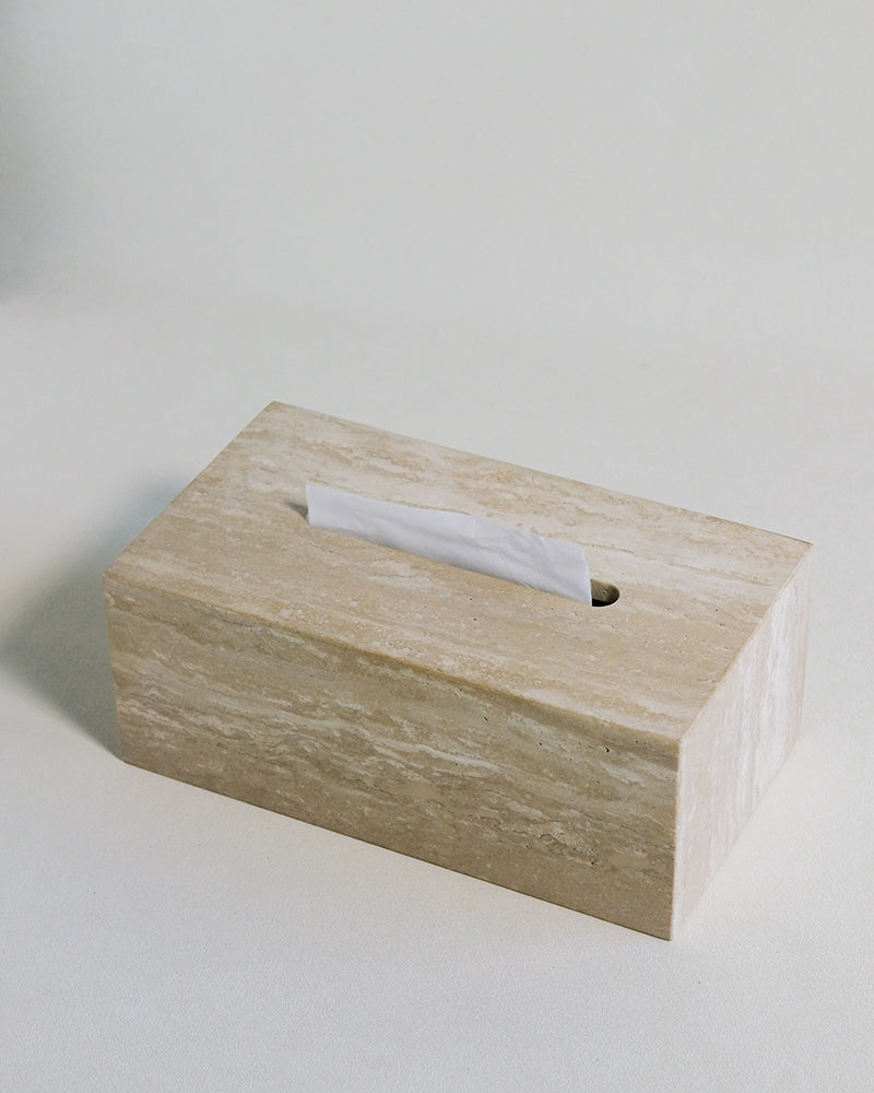 Natural White Travertine Tissue Box 4