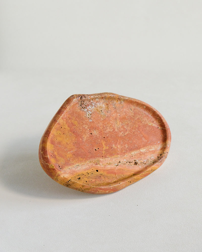 Red Travertine Marble Square Round Tray 4
