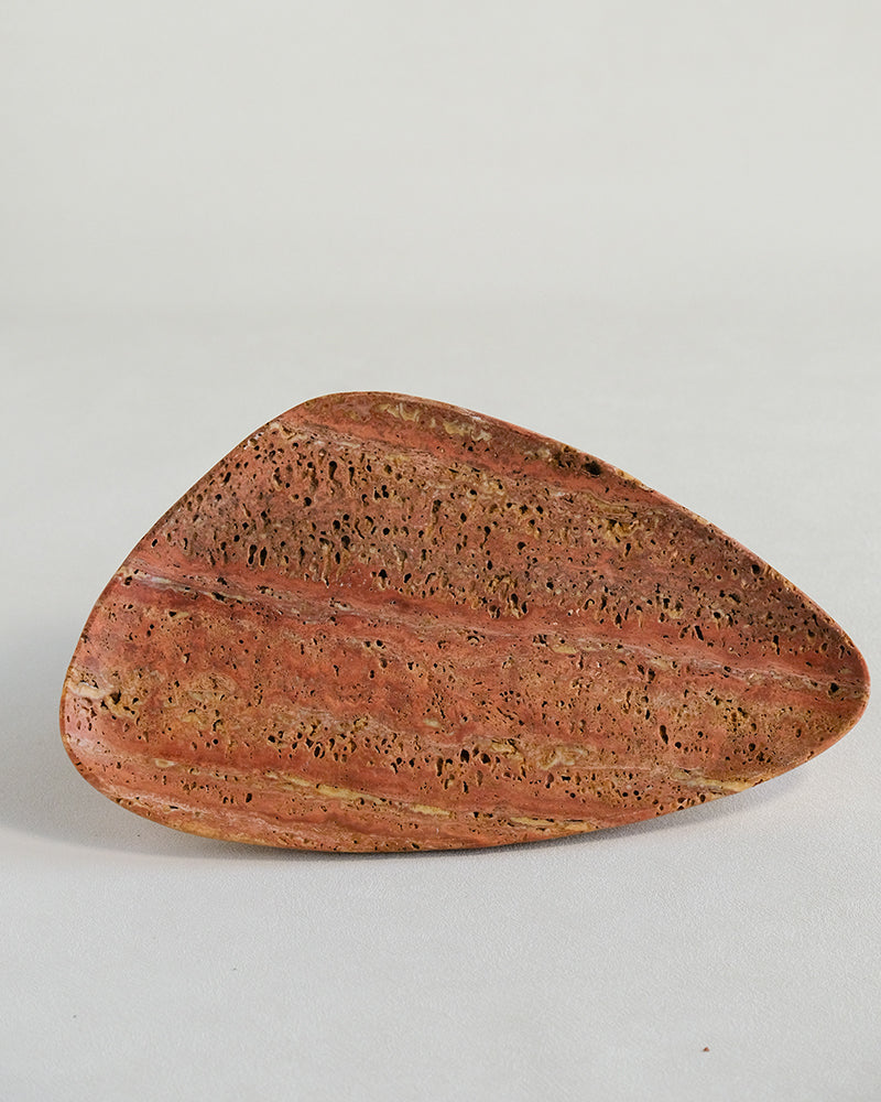 Red Travertine Marble Square Round Tray 13