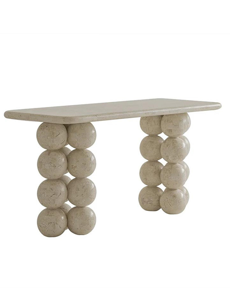 Natural Limestone Pearl Shape Base Console Table 2