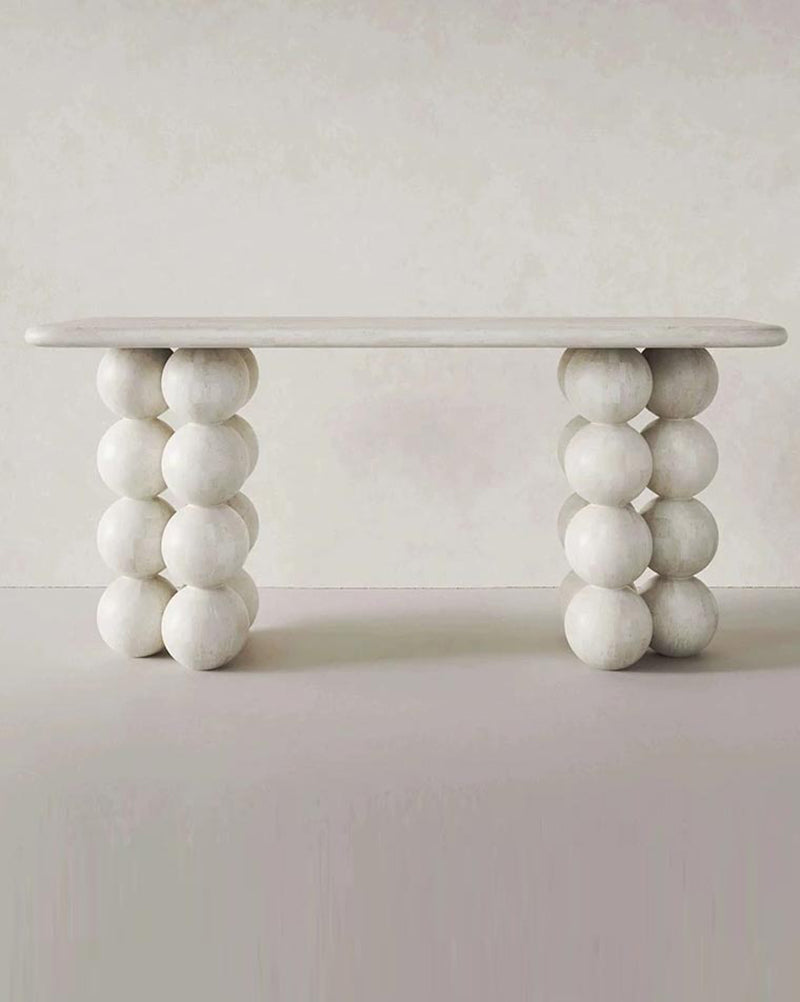 Natural Limestone Pearl Shape Base Console Table 3