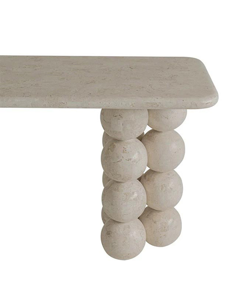 Natural Limestone Pearl Shape Base Console Table 4