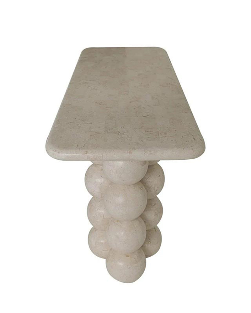Natural Limestone Pearl Shape Base Console Table 5