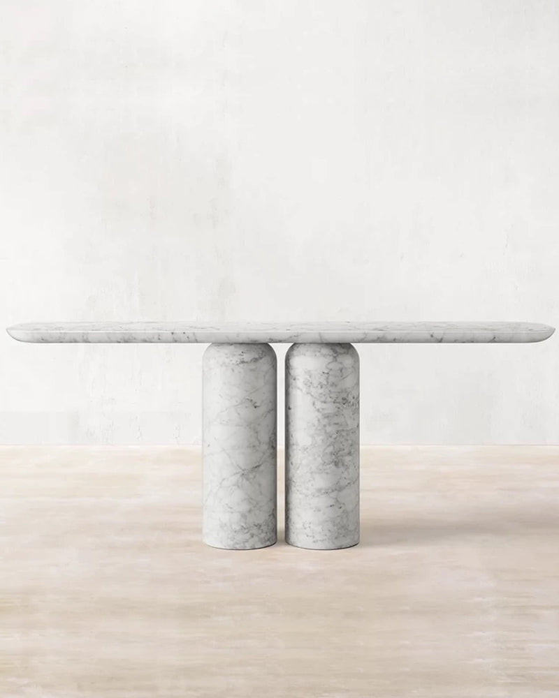 Natural Marble Double Cylindrical Console Table 4