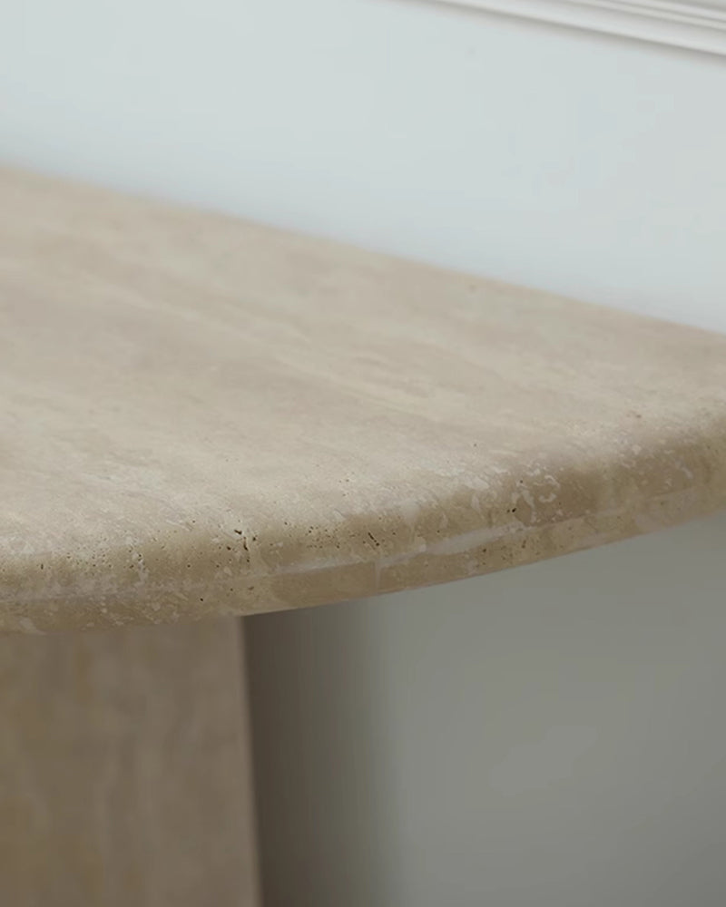 Natural Marble Travertine Triangular Sector Console Table 8