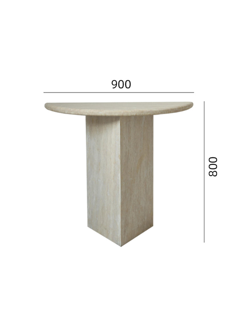 Natural Marble Travertine Triangular Sector Console Table 10