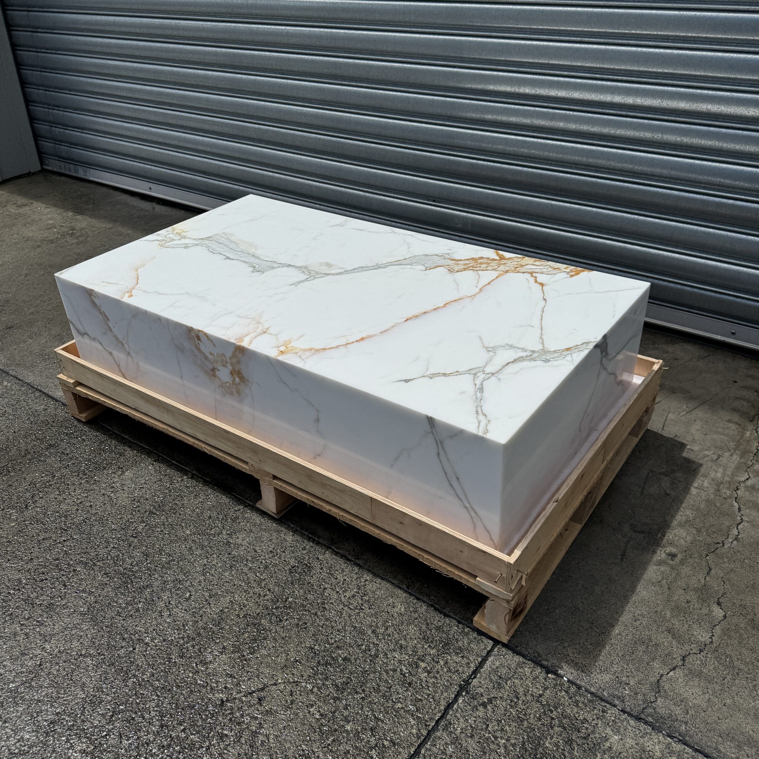 Block Coffee Table Gold Calacatta Large 2