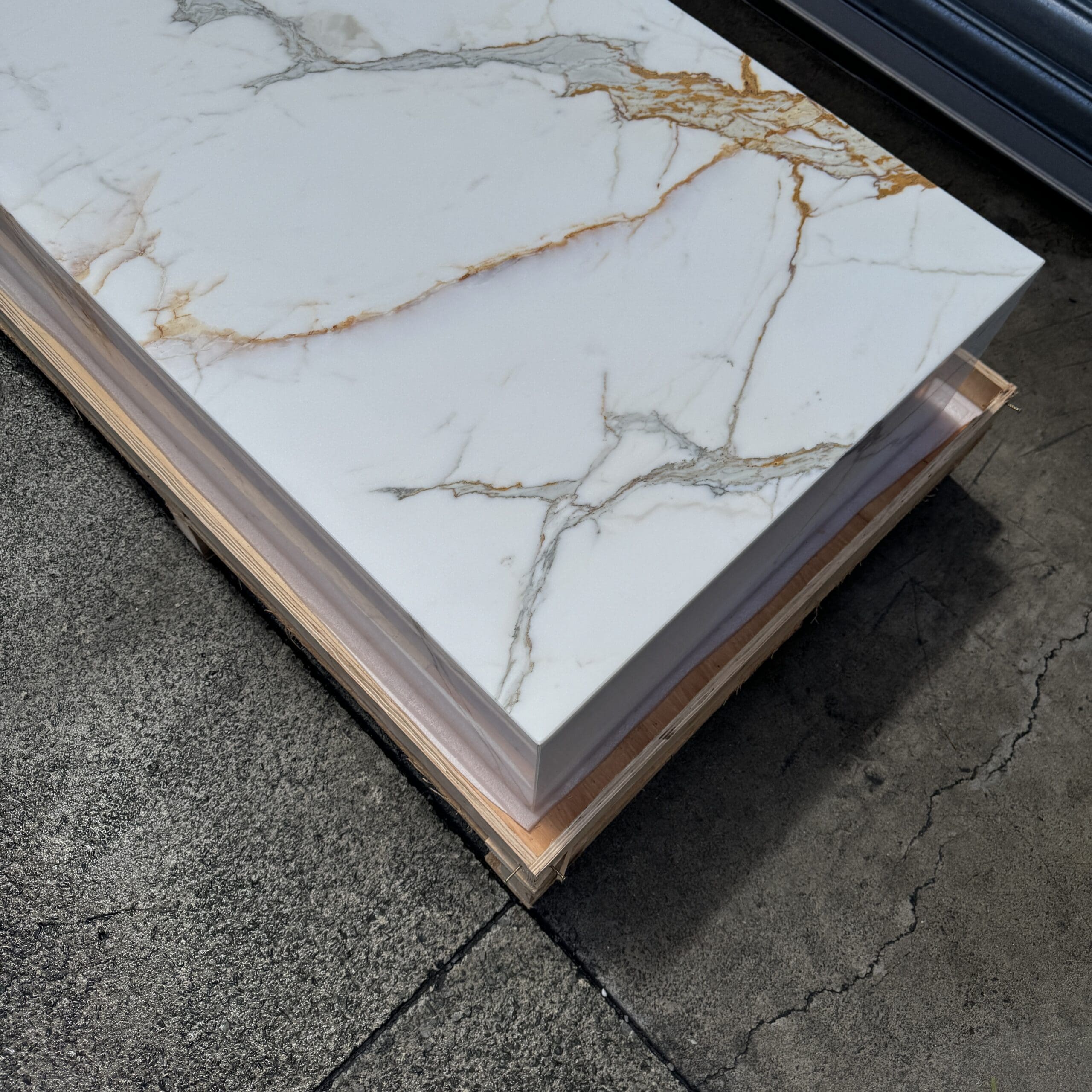 Block Coffee Table Gold Calacatta Large 5