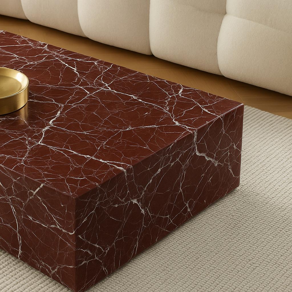 Block Coffee Table Rosso Levanto Marble 2