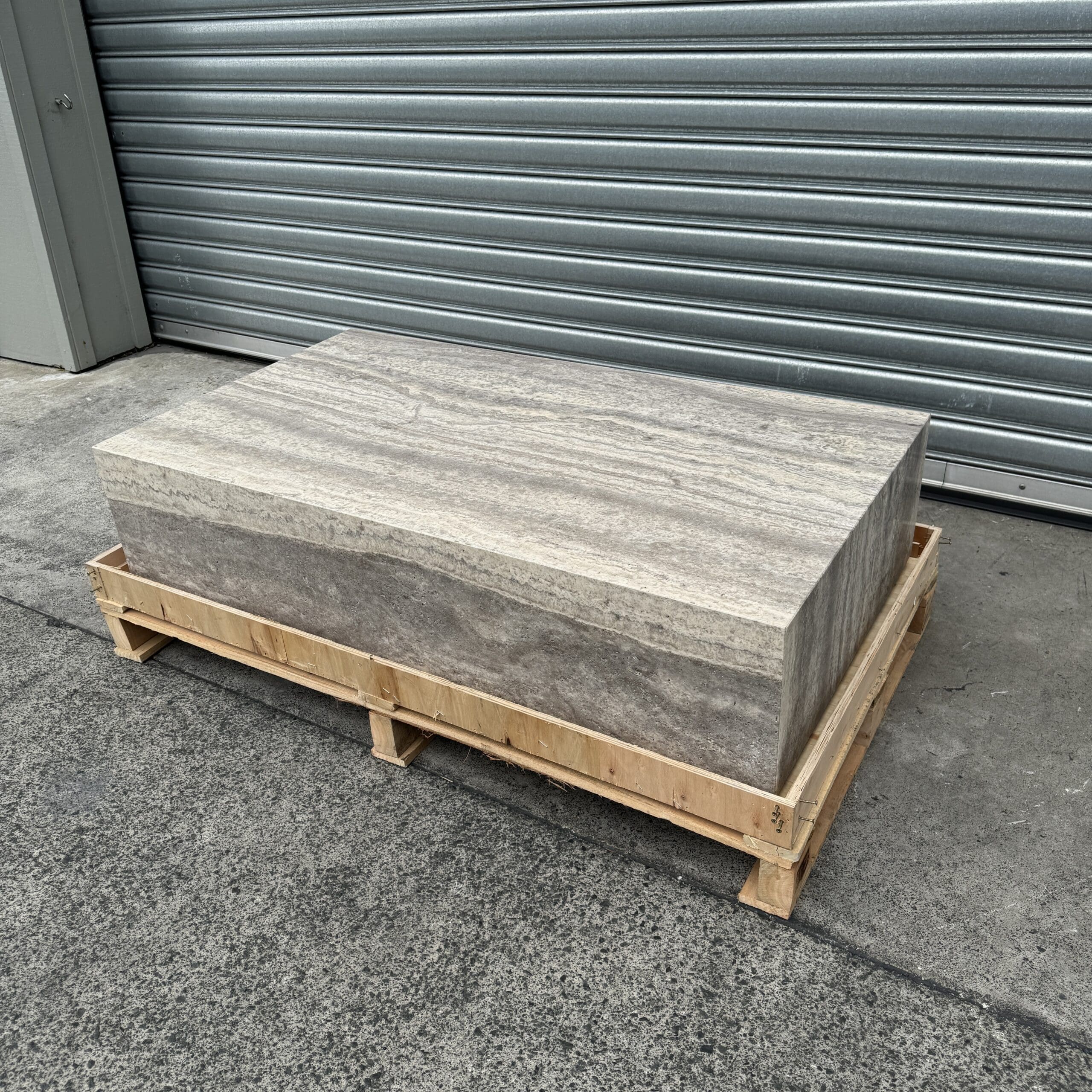 Block Coffee Table Silver Travertine 2