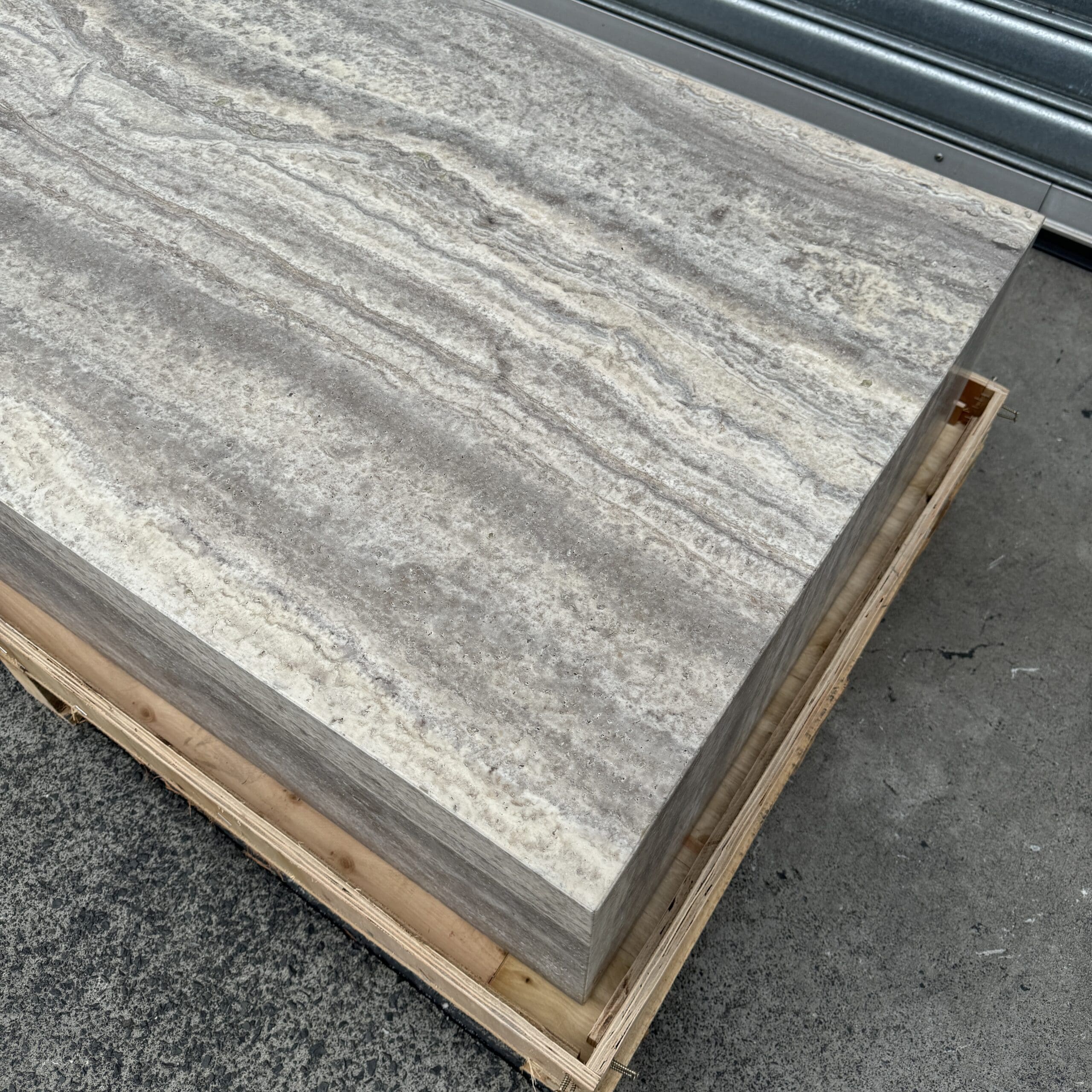 Block Coffee Table Silver Travertine 3