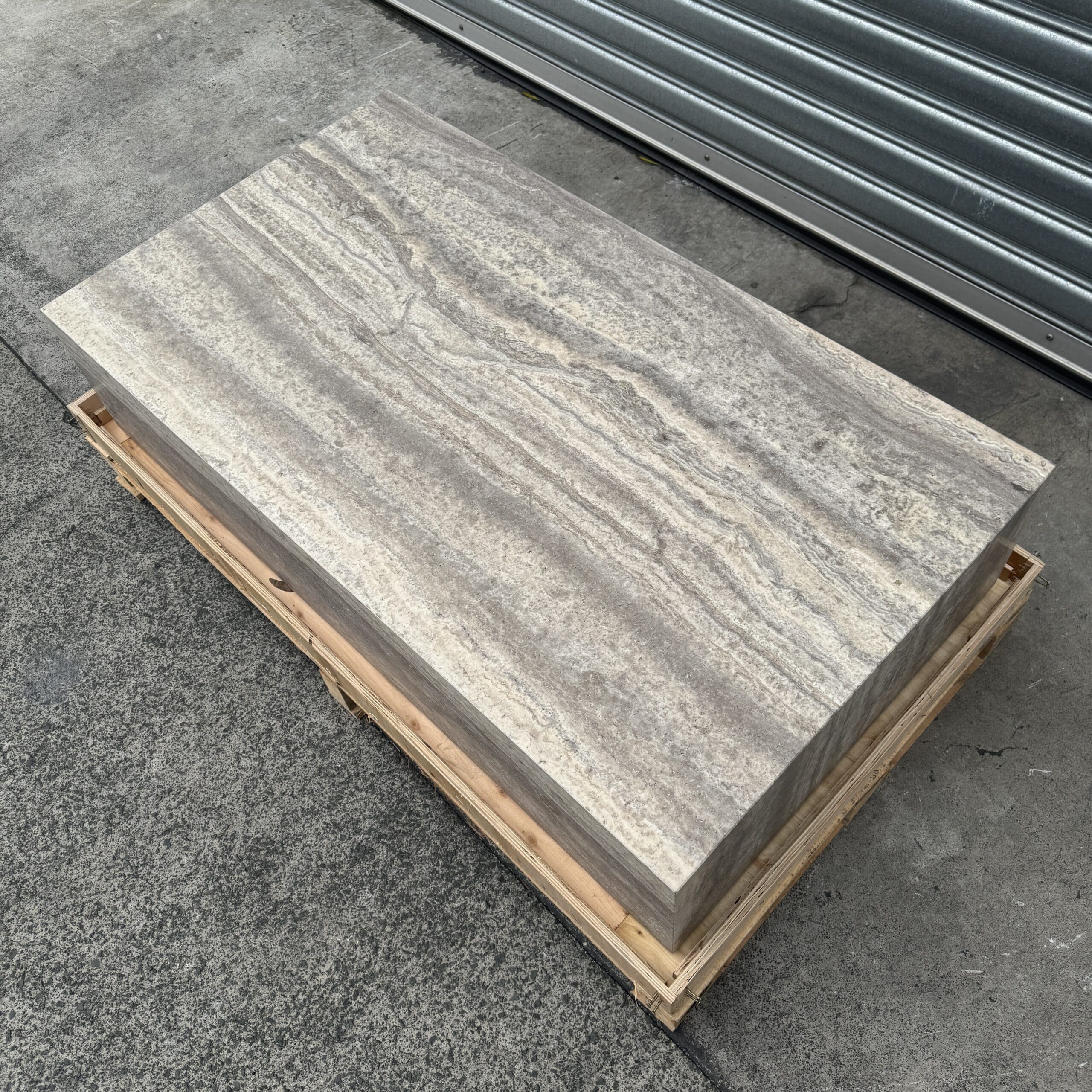 Block Coffee Table Silver Travertine 4