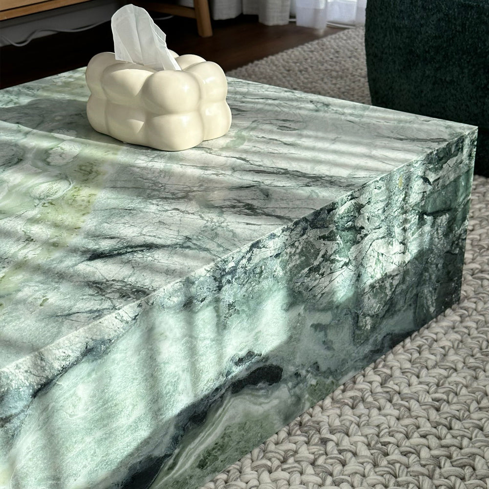 Block Coffee Table Twill Green Marble 3