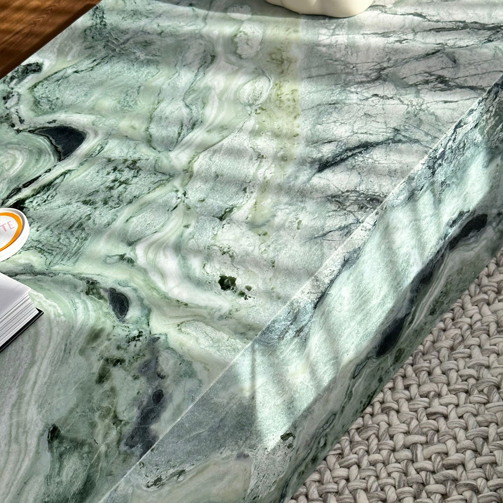 Block Coffee Table Twill Green Marble 5