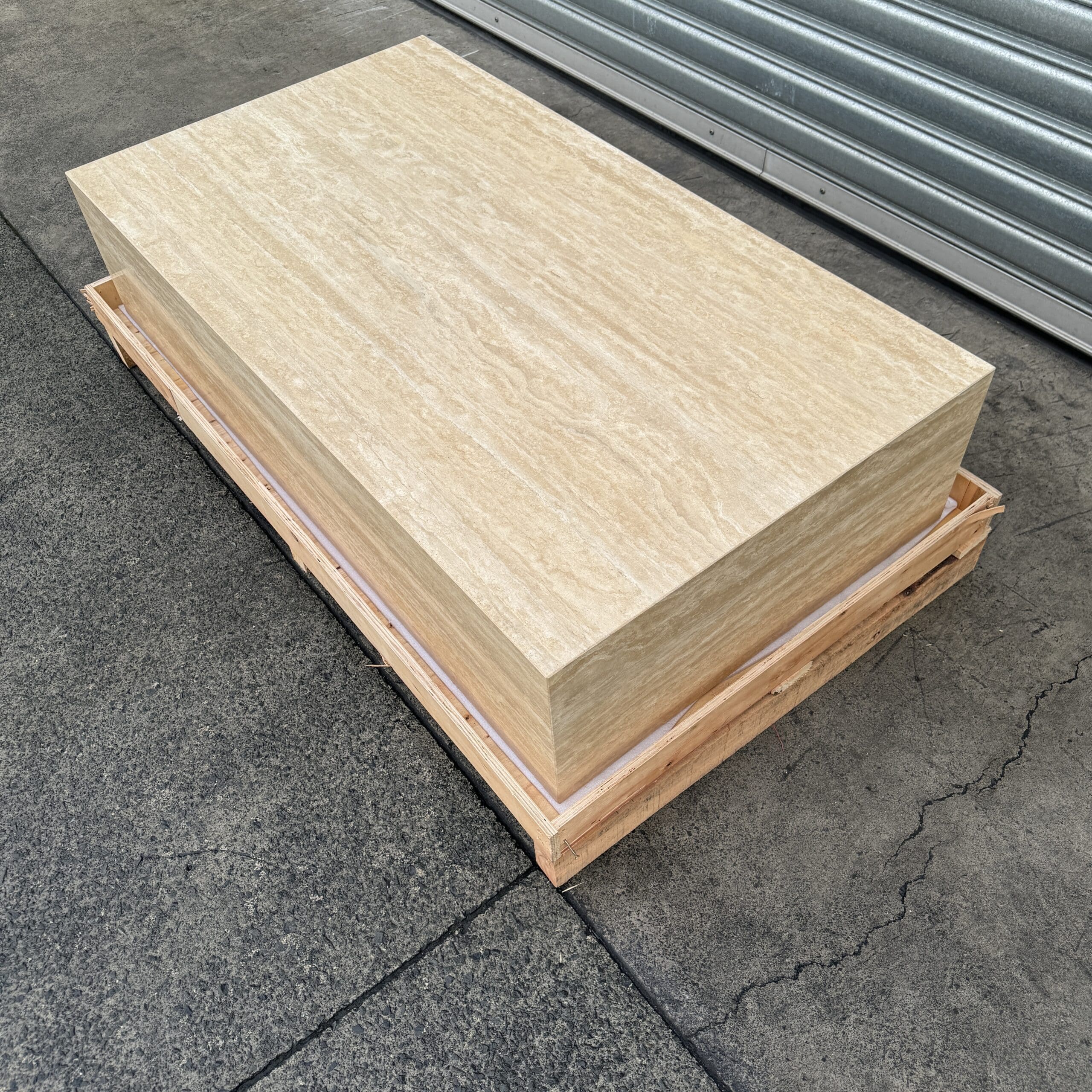 Block Coffee Table Vein Cut Travertine Large 2