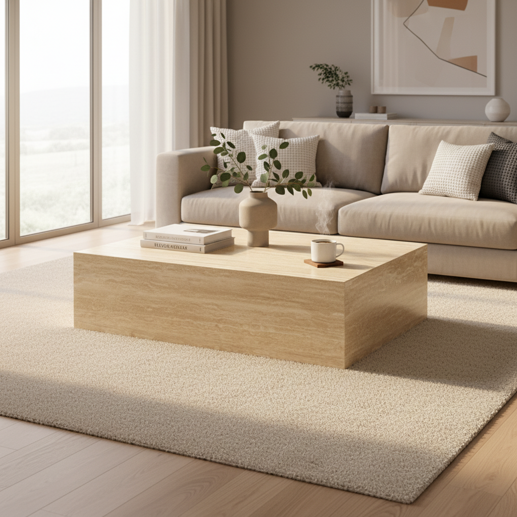 Block Coffee Table Vein Cut Travertine Large 7