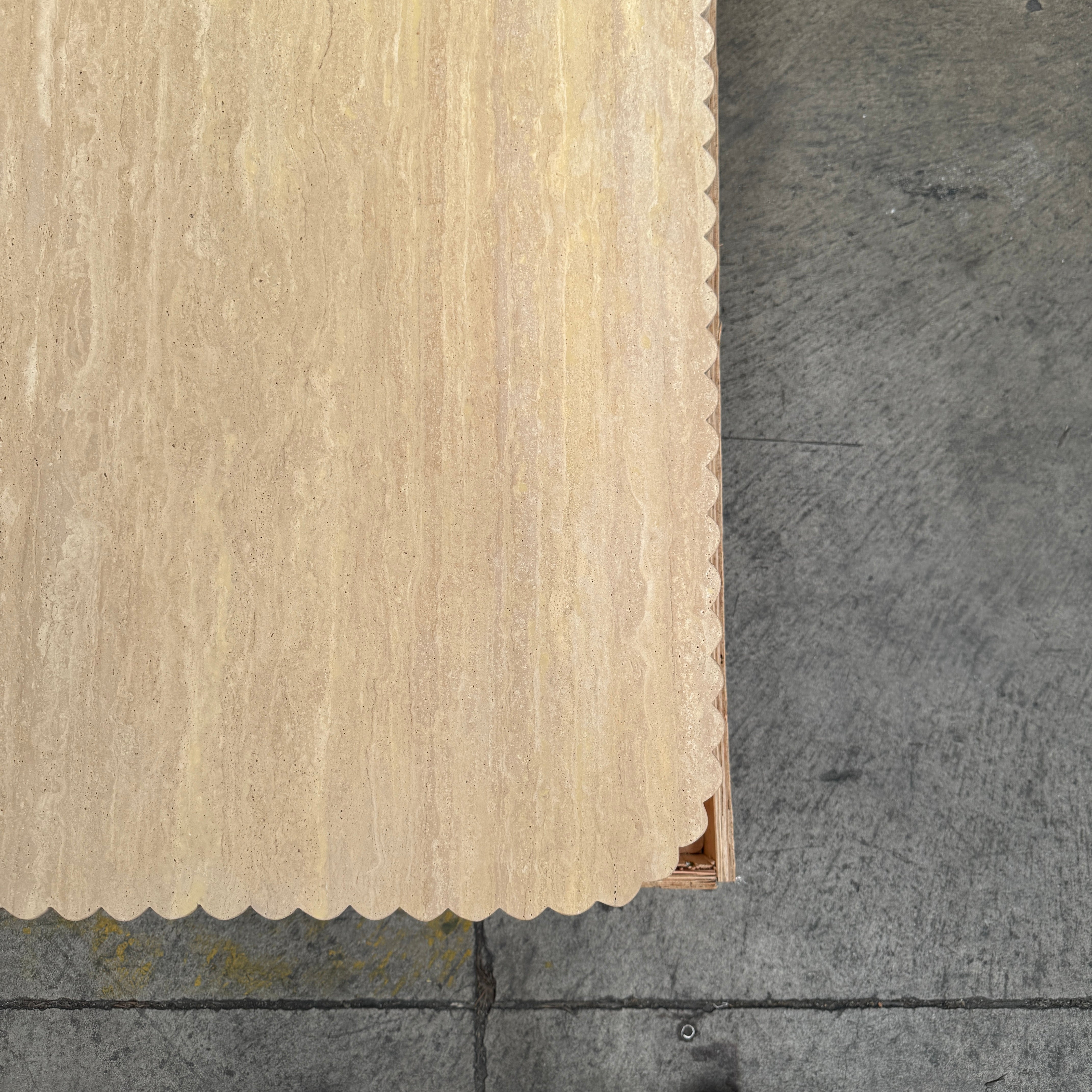 Fluted Block Table Veincut Travertine 7