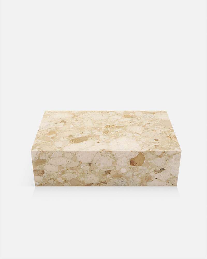 Kunis Breccia Marble Rectangle Plinth Coffee Table 2