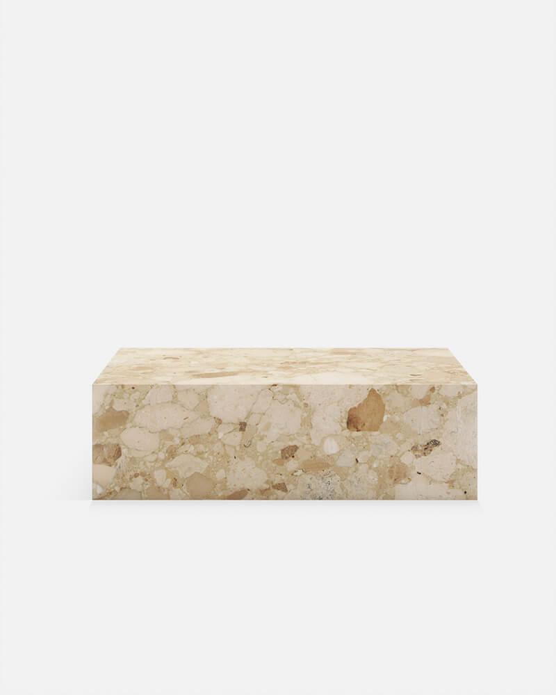 Kunis Breccia Marble Rectangle Plinth Coffee Table 4