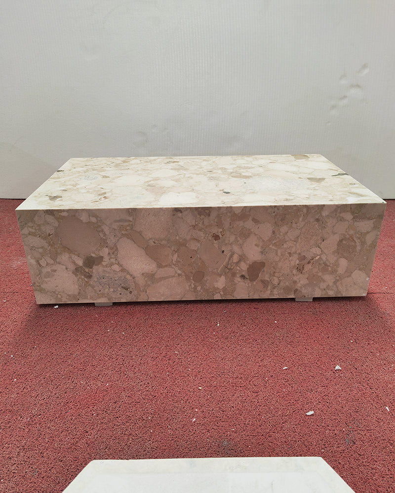 Kunis Breccia Marble Rectangle Plinth Coffee Table 7