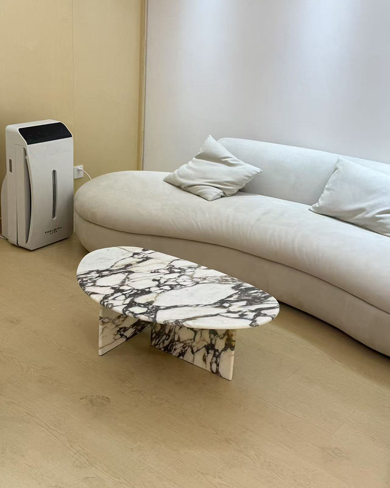 Natrual Marble Calacatta Viola Organic Egg Shape Coffee Table 3