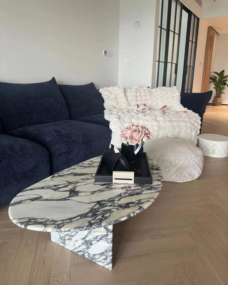 Natrual Marble Calacatta Viola Organic Egg Shape Coffee Table 4