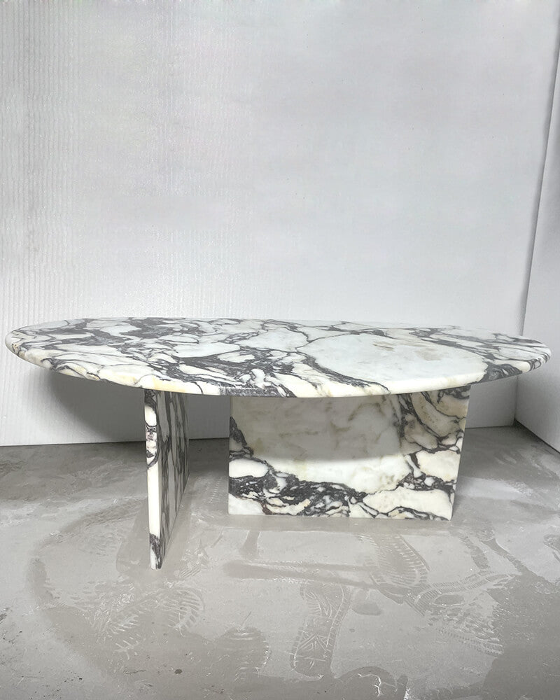 Natrual Marble Calacatta Viola Organic Egg Shape Coffee Table 8