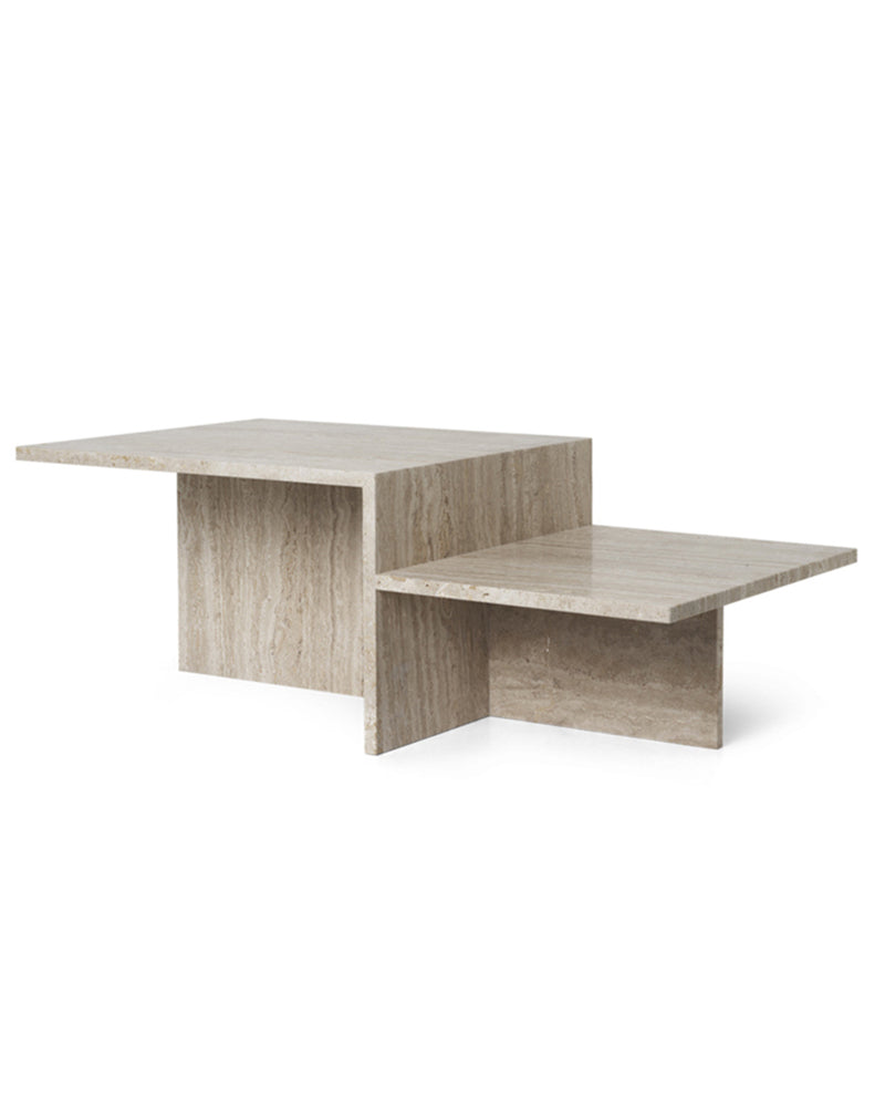 Natural Beige Travertine Asymmetrical Coffee Table 2