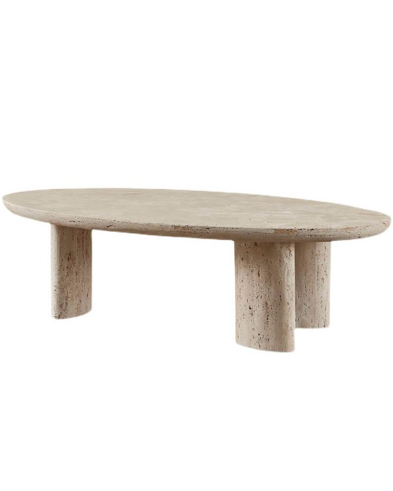 Natural Beige Travertine Coffee Table Block Base 3