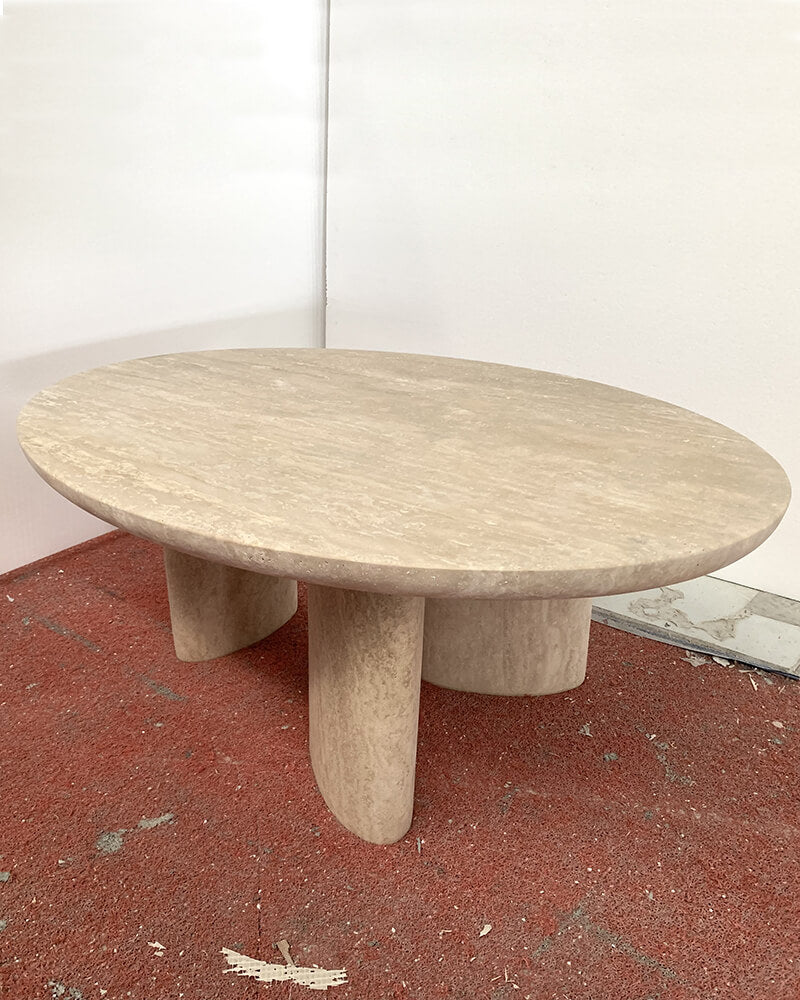 Natural Beige Travertine Coffee Table Block Base 5