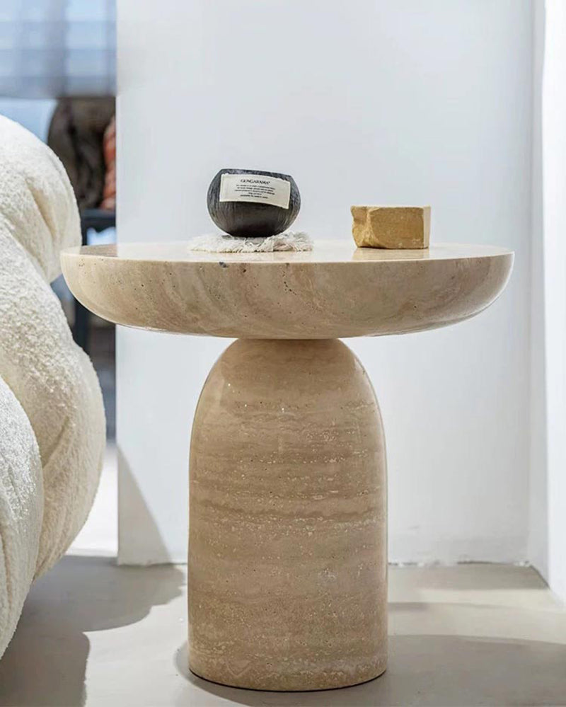 Natural Beige Travertine Creative Block Table 2
