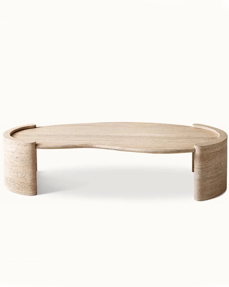 Natural Beige Travertine Cycle Mango Coffee Table 2
