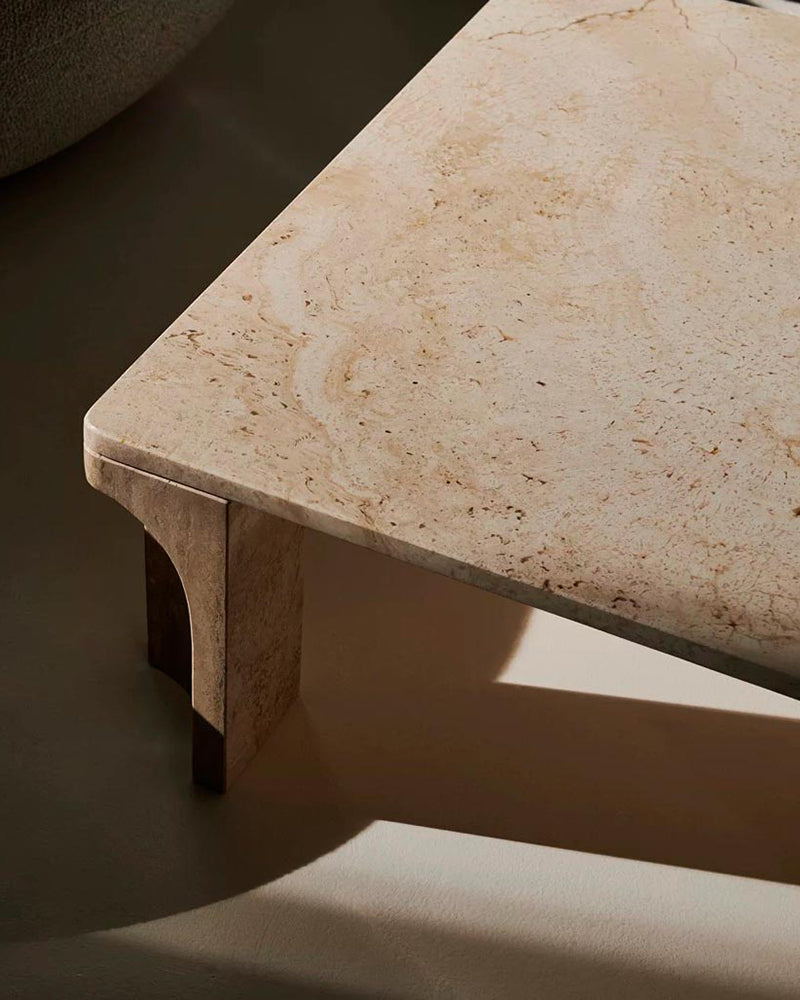 Natural Beige Travertine Doric Coffee Table 3
