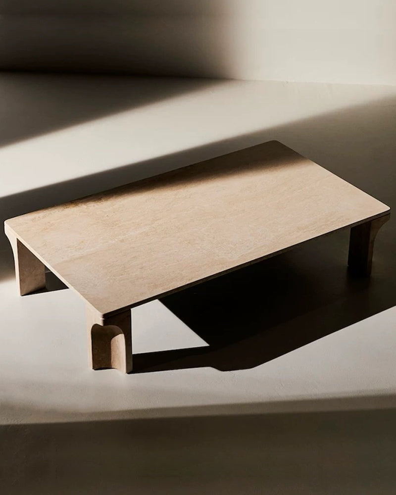 Natural Beige Travertine Doric Coffee Table 5