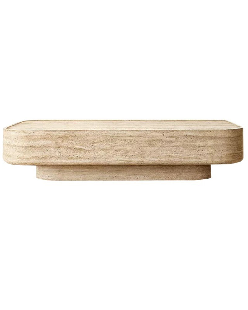Natural Beige Travertine Marble Carved Coffee Table 2