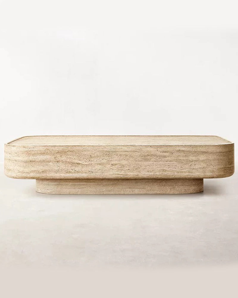 Natural Beige Travertine Marble Carved Coffee Table 3