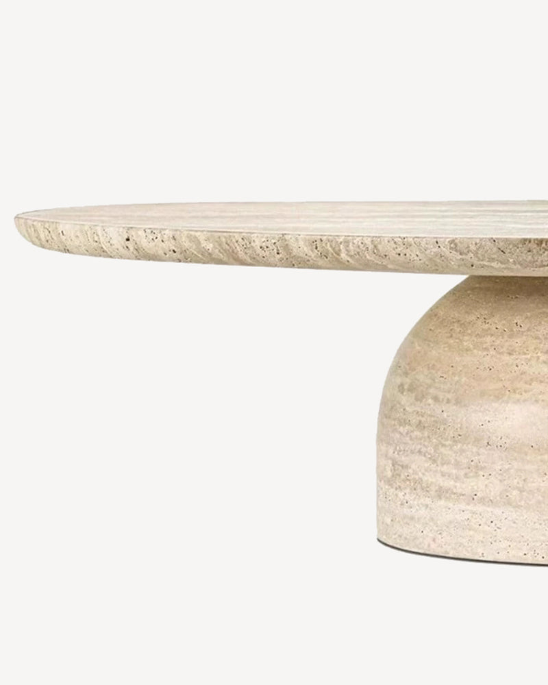 Natural Beige Travertine Semicircle Base Coffee Table 3
